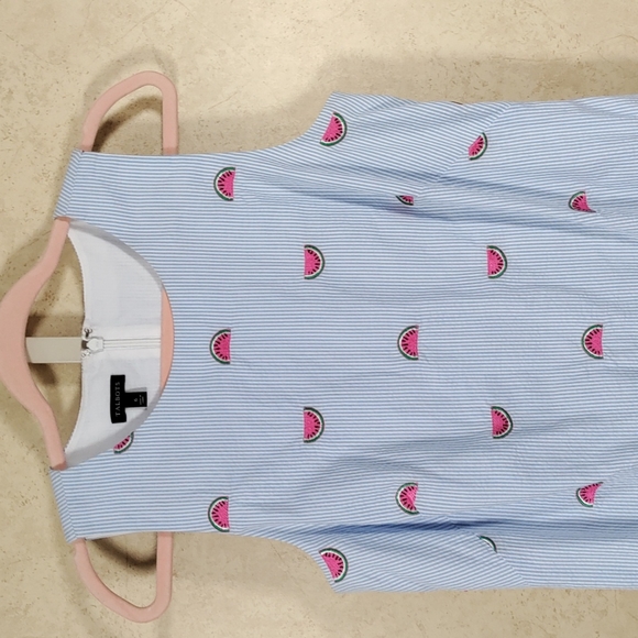 Talbots Dresses 2548 Talbots Clearance Blue White Sleeveless Dress